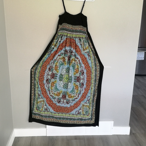 Boho Maxi Dress by India Boutique Long Ethnic Travel Inspired Flowy One Size Fit - Picture 13 of 13